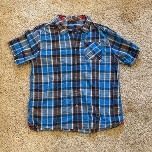 Men’s North Face Blue Plaid Short Sleeve Shirt